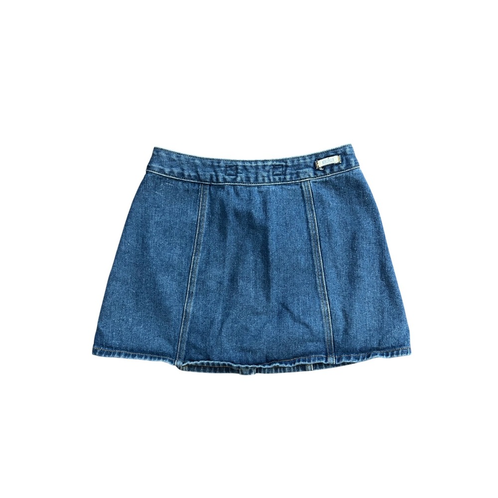 Melville‎ Blue Denim Mini Skirt Women Size 27 Button Front A-Line Pockets - Picture 3 of 9
